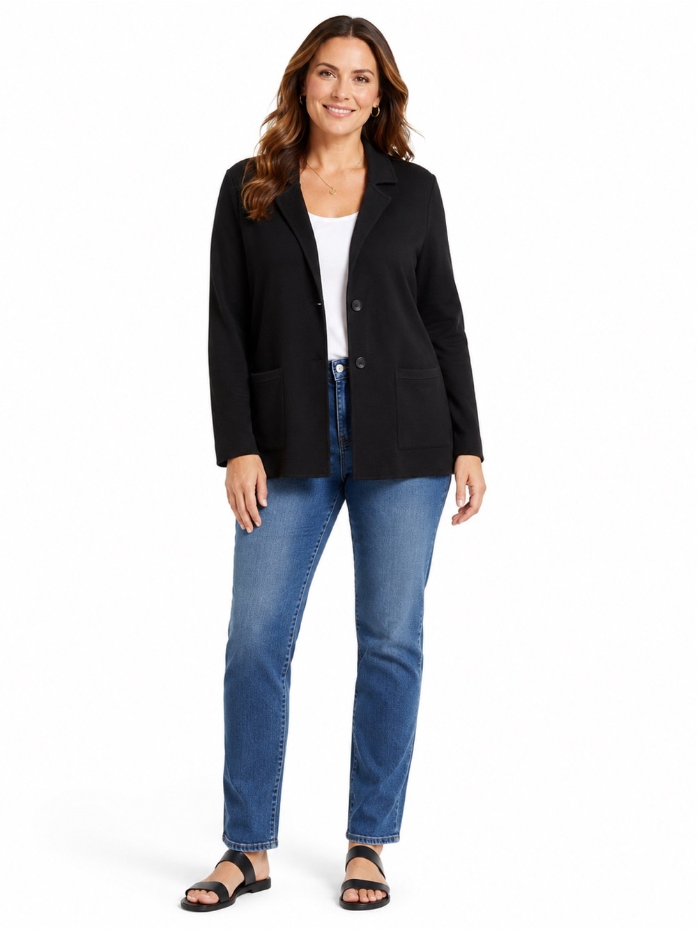Charter Club Black 100% Cotton Knit Blazer Jacket Cardigan 2X